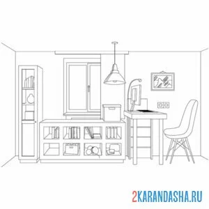 Раскраска мебель в комнате онлайн