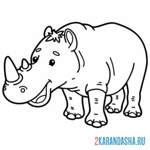 Распечатать раскраску носорог большой на А4