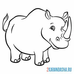 Распечатать раскраску симпатичный носорог на А4