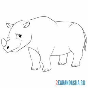 Распечатать раскраску носорог необычный на А4