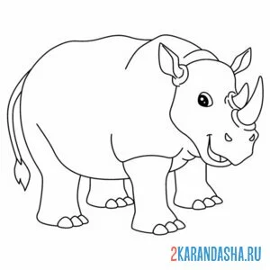 Распечатать раскраску носорог сильный на А4