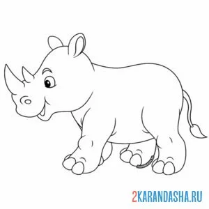 Распечатать раскраску носорог подросток на А4