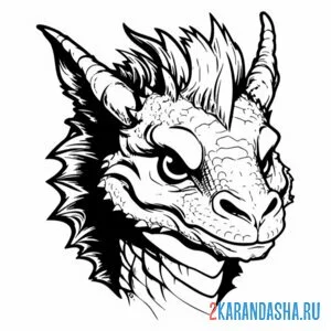 Раскраска голова дракона грозная онлайн