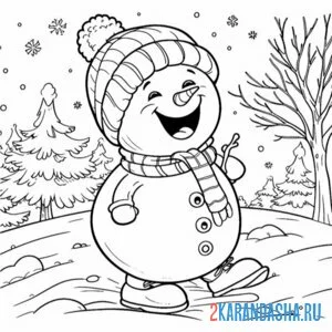 Раскраска снеговик громко смеется онлайн