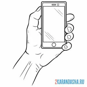 Раскраска телефон в руке онлайн