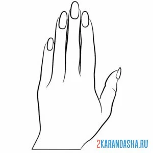 Онлайн раскраска левая женская рука с ногтями