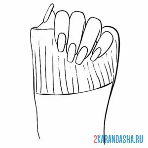 Распечатать раскраску рука длинные ногти на А4