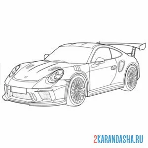 Раскраска гоночная машина porsche 911 gt3 онлайн