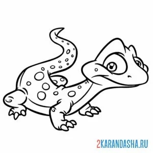 Раскраска мультяшная ящерица онлайн