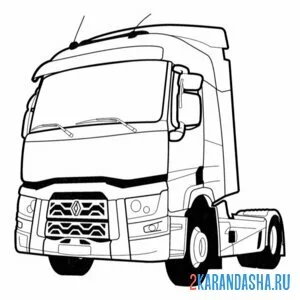 Распечатать раскраску грузовой транспорт грузовик на А4