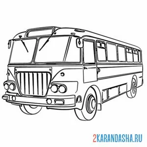Распечатать раскраску транспорт автобус пассажирский на А4