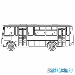 Распечатать раскраску пассажирский транспорт автобус на А4