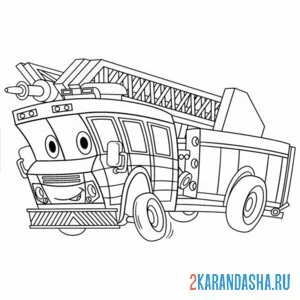 Раскраска спецтранспорт пожарная машина онлайн