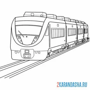 Раскраска поезд пассажирский жд транспорт онлайн