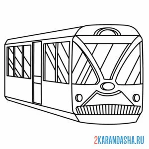 Распечатать раскраску вагон метро транспорт на А4