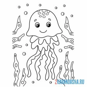 Раскраска медуза с глазками онлайн