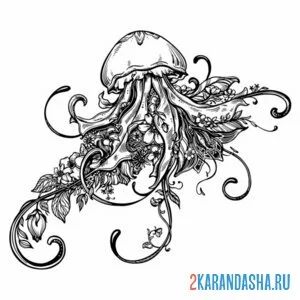Распечатать раскраску арт медуза на А4
