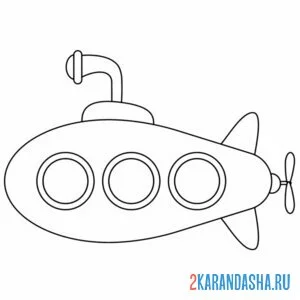 Раскраска подводная лодка и окошки онлайн