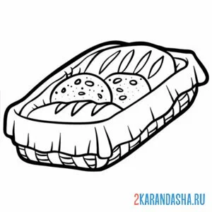 Раскраска хлеб в корзинке онлайн