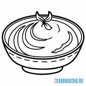 Раскраска тарелка с пюре посуда онлайн