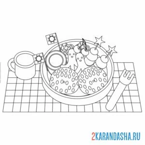 Раскраска еда и детская посудка онлайн