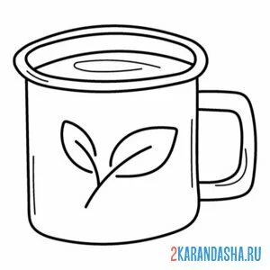 Раскраска кружка для чая онлайн