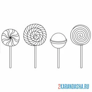 Раскраска конфеты леденцы сладкие онлайн