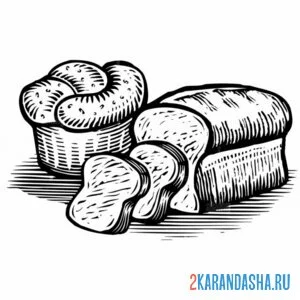 Раскраска хлеб ржаной и белый онлайн