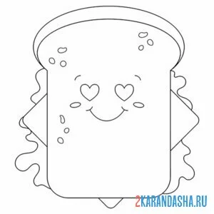 Раскраска хлеб для тоста онлайн