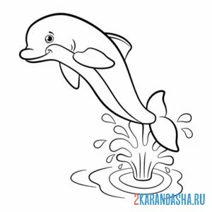 Распечатать раскраску дельфин прыжок на А4