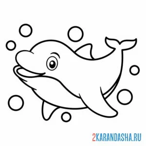 Раскраска дельфин и пузырики онлайн