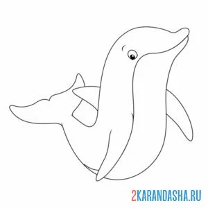 Раскраска симпатичный дельфин онлайн