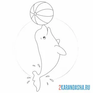 Раскраска дельфин с мячом онлайн