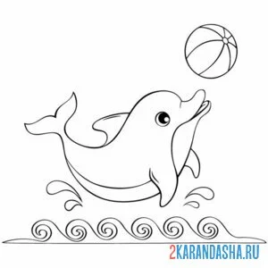 Раскраска дельфин играет онлайн