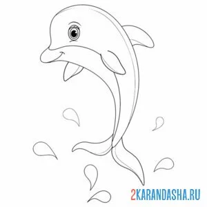 Раскраска дельфин над водой онлайн