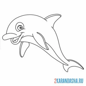 Распечатать раскраску улыбающийся дельфин на А4