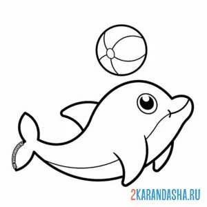 Раскраска дельфин и мячик онлайн