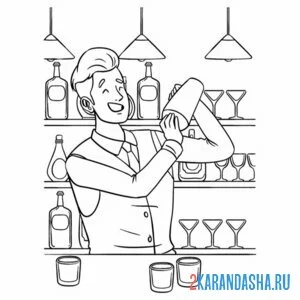 Раскраска профессия бармен онлайн