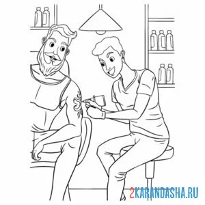 Распечатать раскраску профессия мастер тату татуировщик на А4