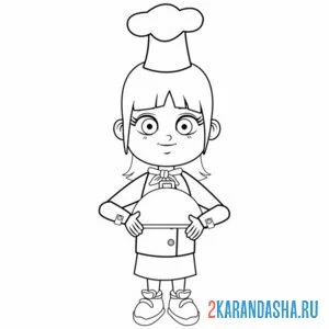 Раскраска девочка-поваренок онлайн