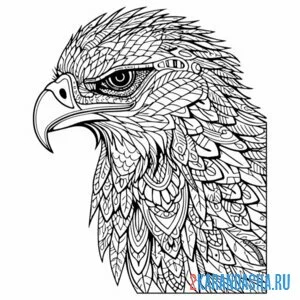 Раскраска голова орел антистресс онлайн