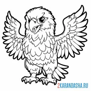 Раскраска милая птица орел онлайн
