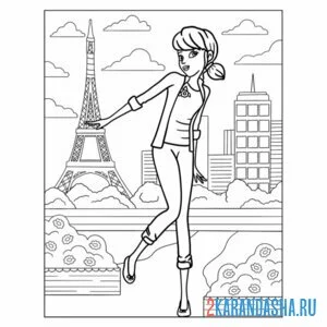 Раскраска маринетт леди баг в париже онлайн