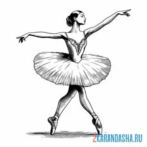 Раскраска балерина в пуантах онлайн