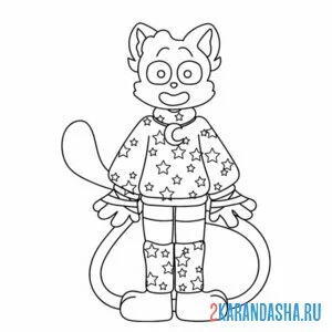 Раскраска catnap в пижаме онлайн