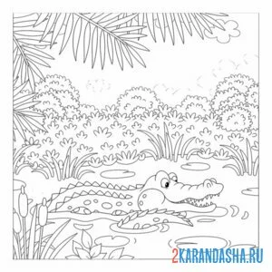 Распечатать раскраску крокодил из африки на А4