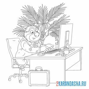 Раскраска ленивец около пальмы онлайн