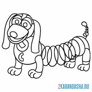 Раскраска улыбающиеся твари slinky dog пружинка такса онлайн