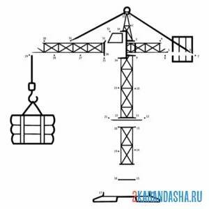 Распечатать раскраску по точкам подъемный кран на А4