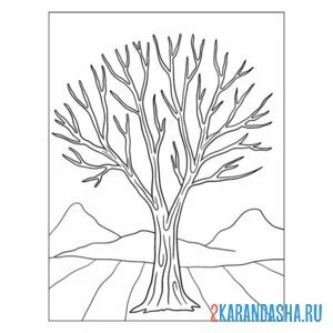 Раскраска голое дерево зимой онлайн